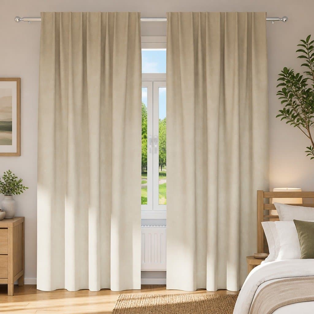 Velvet Blackout Curtains, Cream, 140 x 225 cm