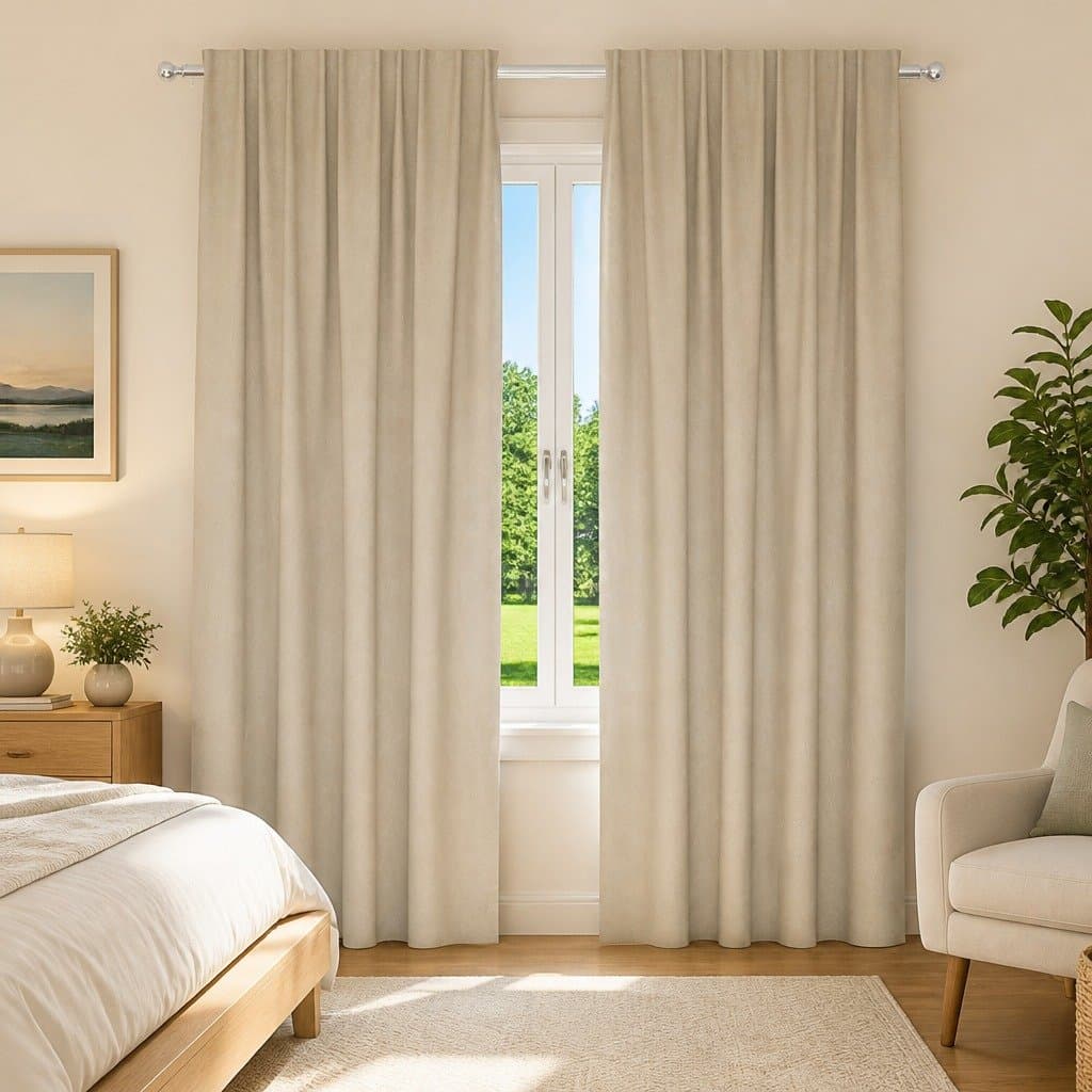 Cream Velvet Blackout Curtains 2 Panels 140 x 260 cm