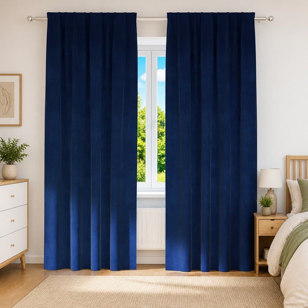 Velvet Blackout Curtains 2 pcs Dark Blue 140 x 245 cm
