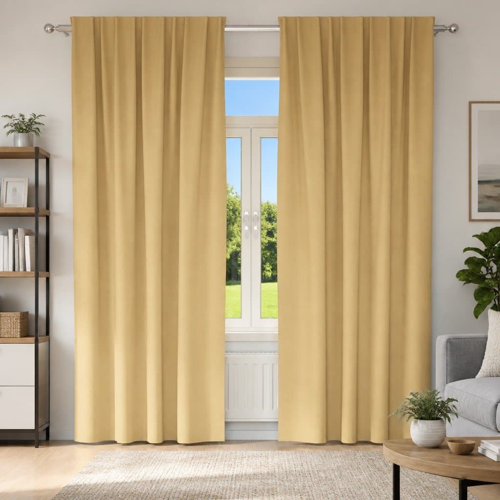 Blackout Curtains with Rings 2 pcs Beige 245 x 140 cm Modern Window Drapes