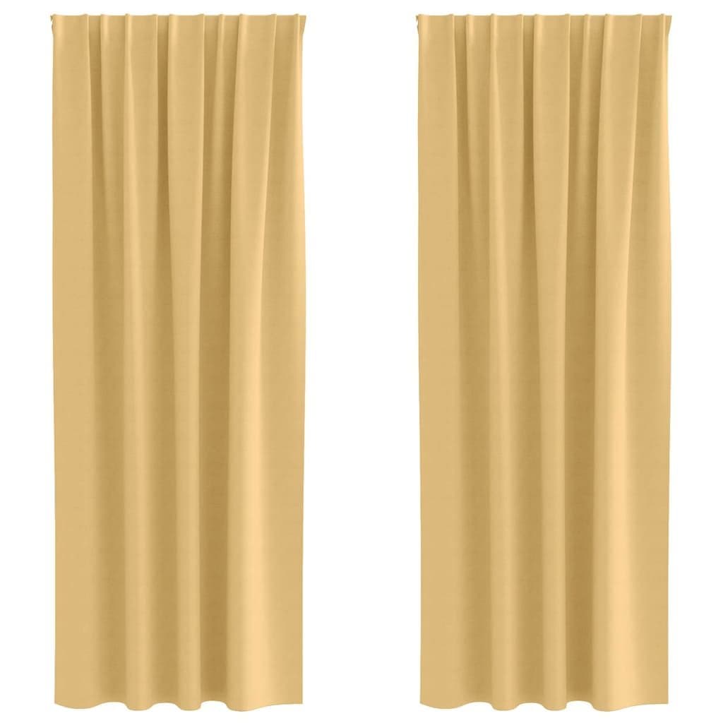 Blackout Curtains with Rings 2 pcs Beige 245 x 140 cm Modern Window Drapes