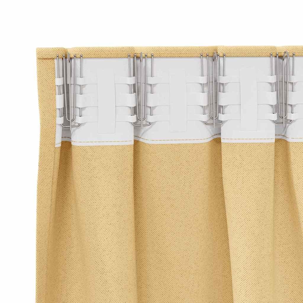 Blackout Curtains with Rings 2 pcs Beige 245 x 140 cm Modern Window Drapes