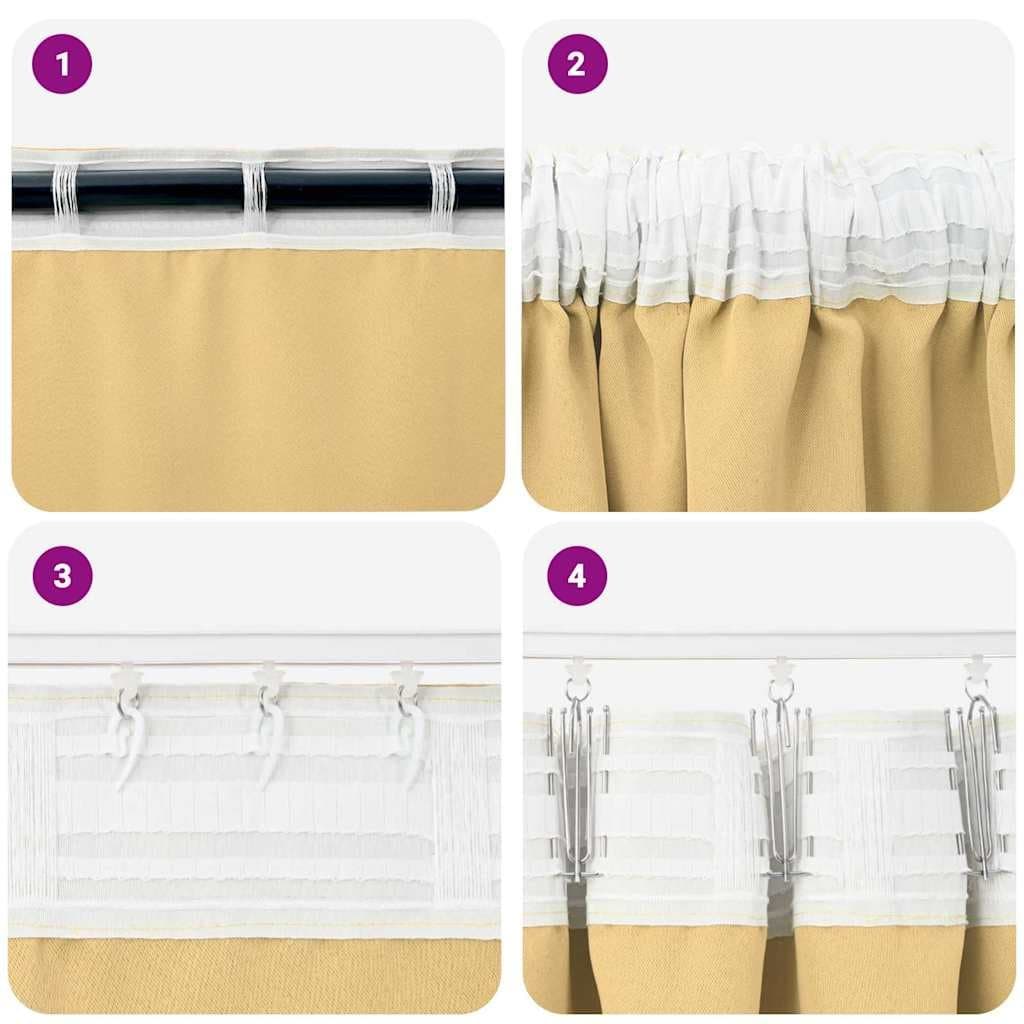 Blackout Curtains with Rings 2 pcs Beige 245 x 140 cm Modern Window Drapes