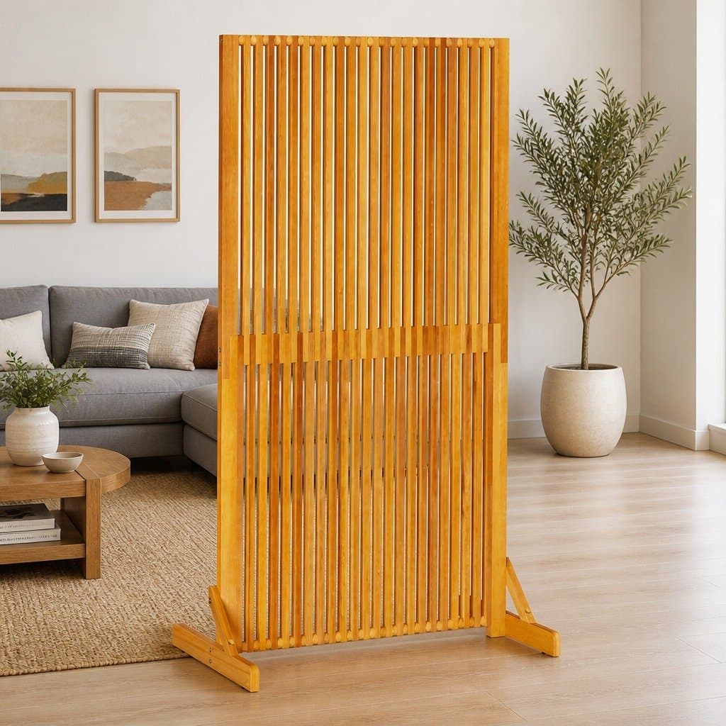 Solid Acacia Wood Folding Privacy Screen for Indoor and Outdoor