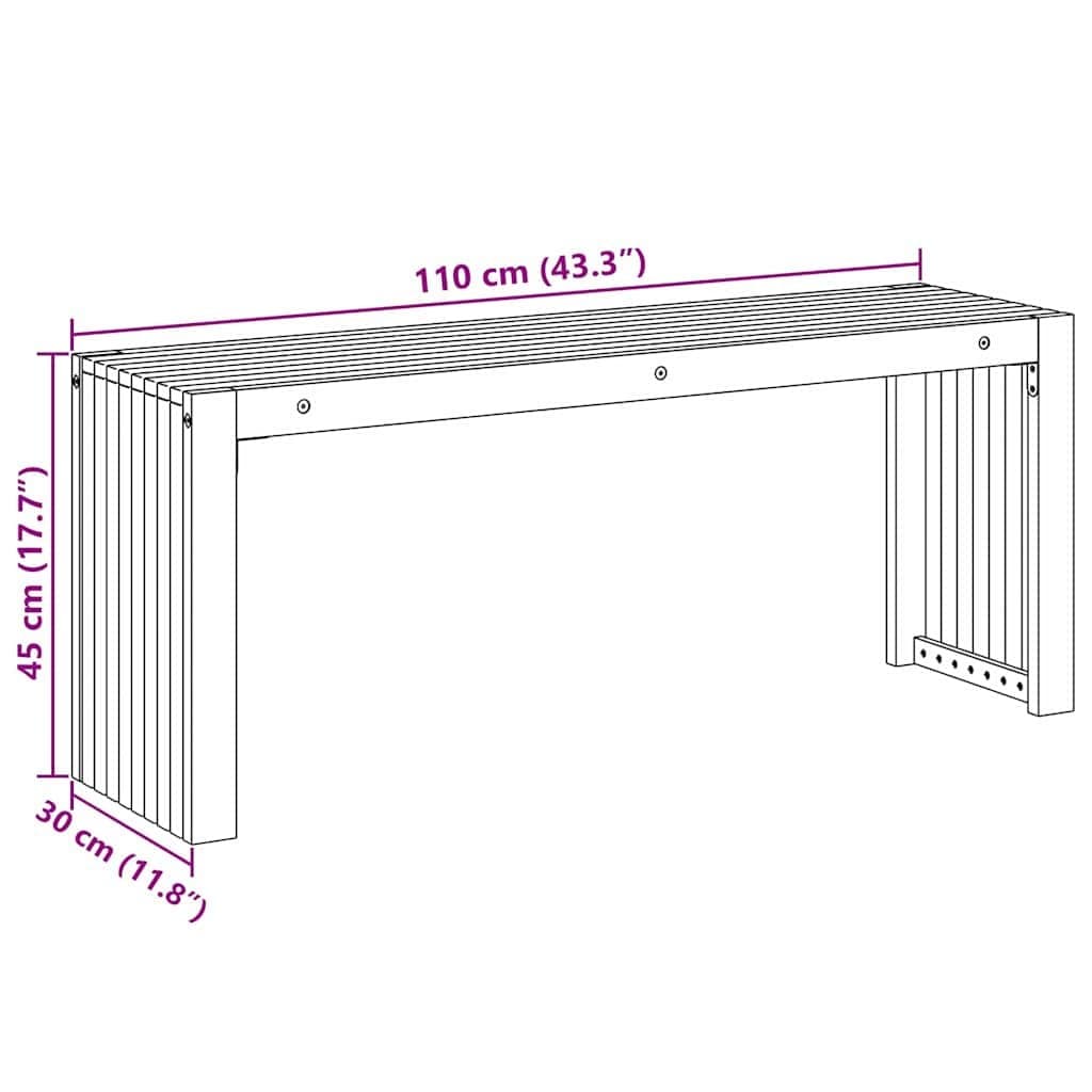 Solid Wood Outdoor Bench with Backrest 110x30x45cm