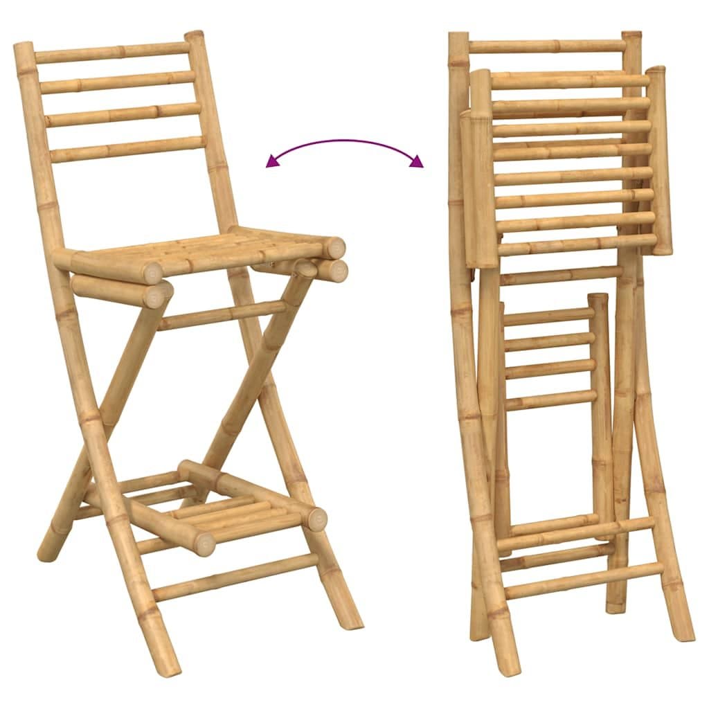 Outdoor Bar Set 3 Piece Foldable Bamboo Garden Patio Furniture Brown