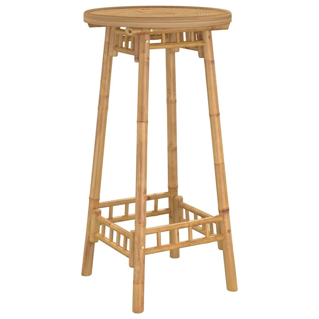 Outdoor Bar Set 3 Piece Foldable Bamboo Garden Patio Furniture Brown