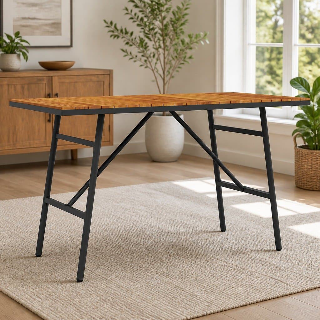 Brown Dining Table 110x55x61.5cm Solid Acacia