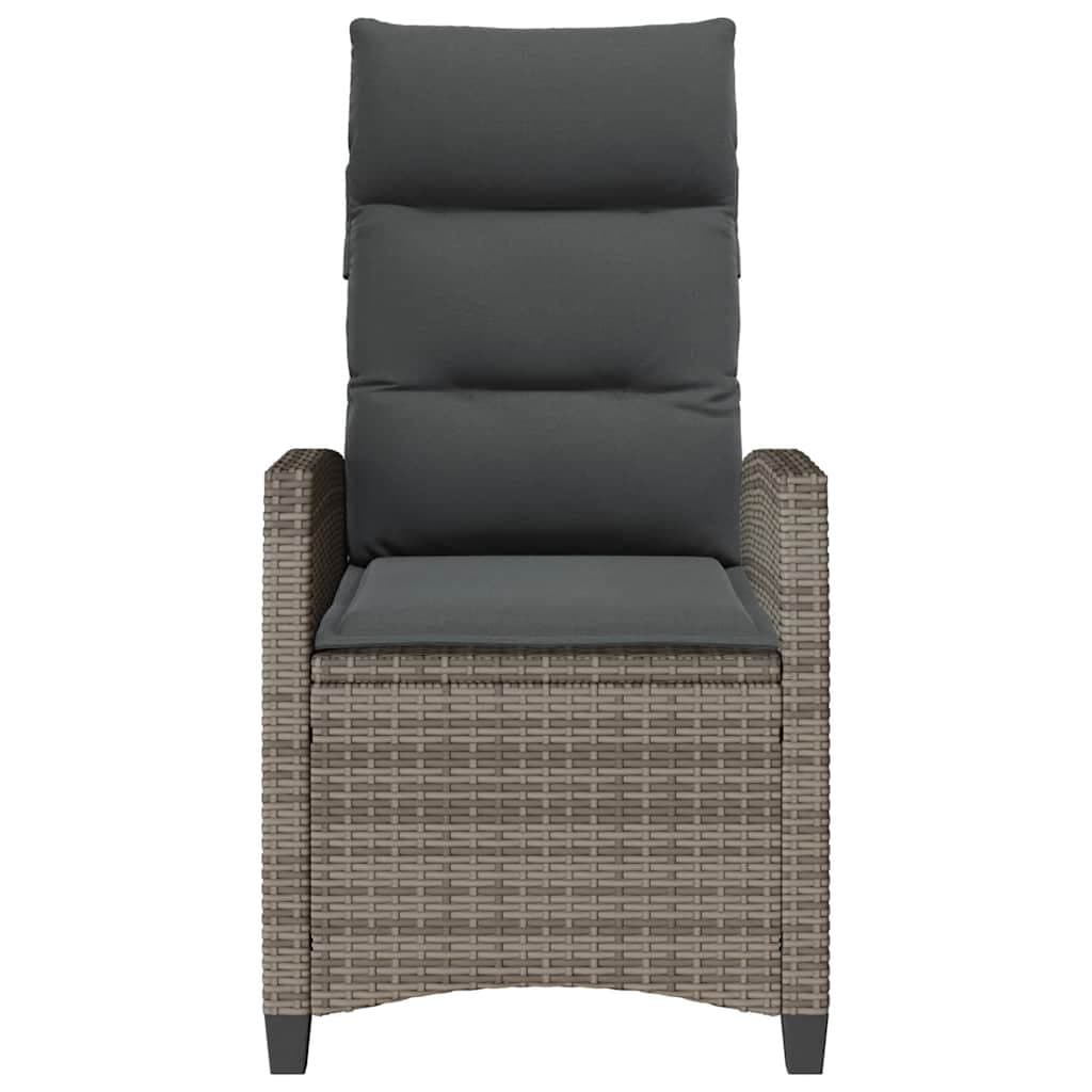 Grey Reclining Garden Chair with Foldable Side Table