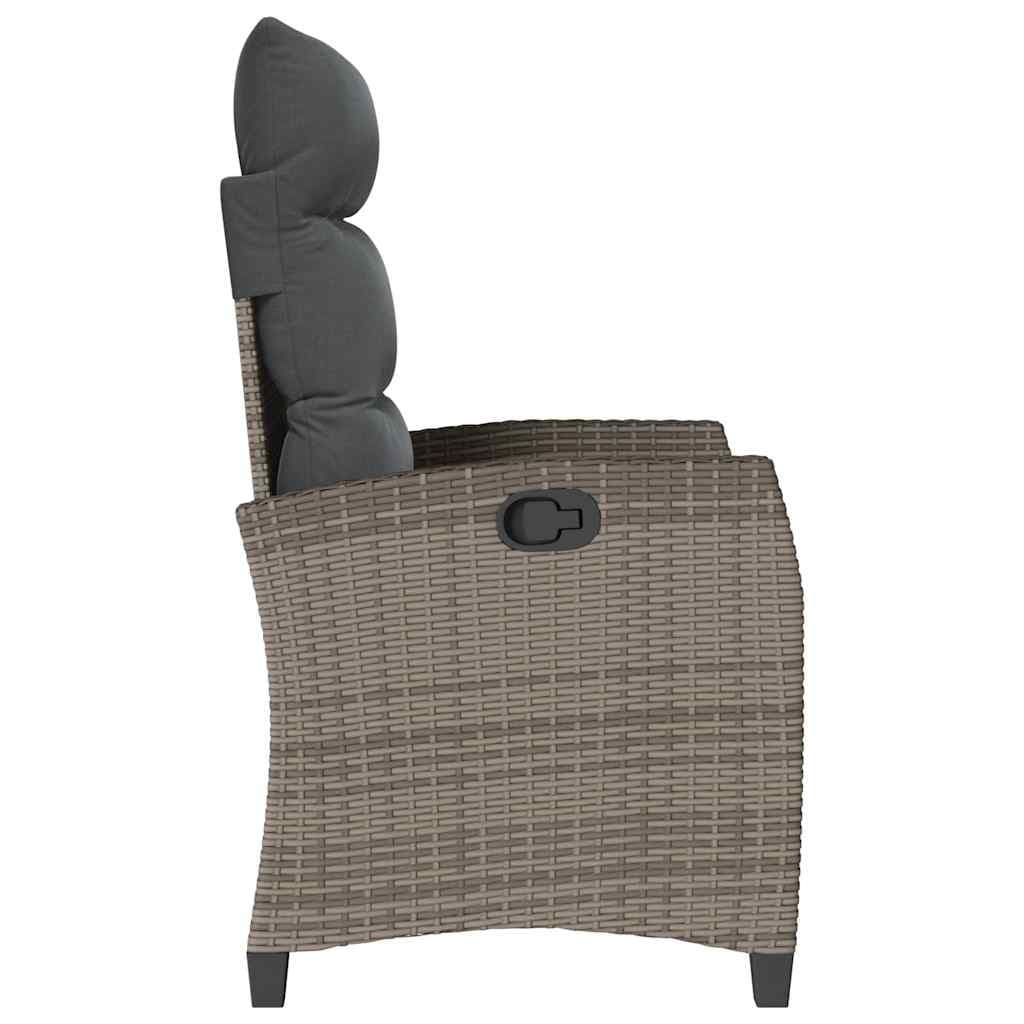Grey Reclining Garden Chair with Foldable Side Table