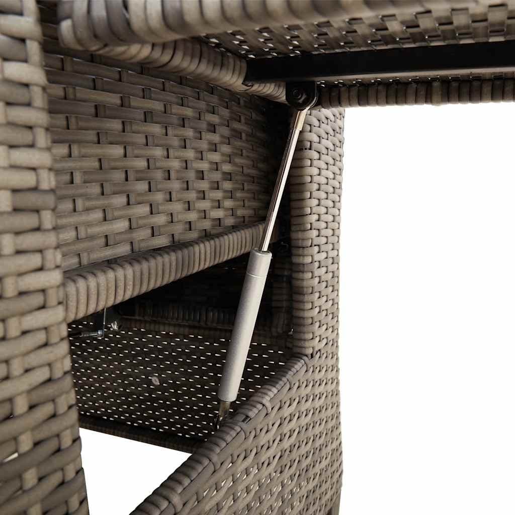Grey Reclining Garden Chair with Foldable Side Table