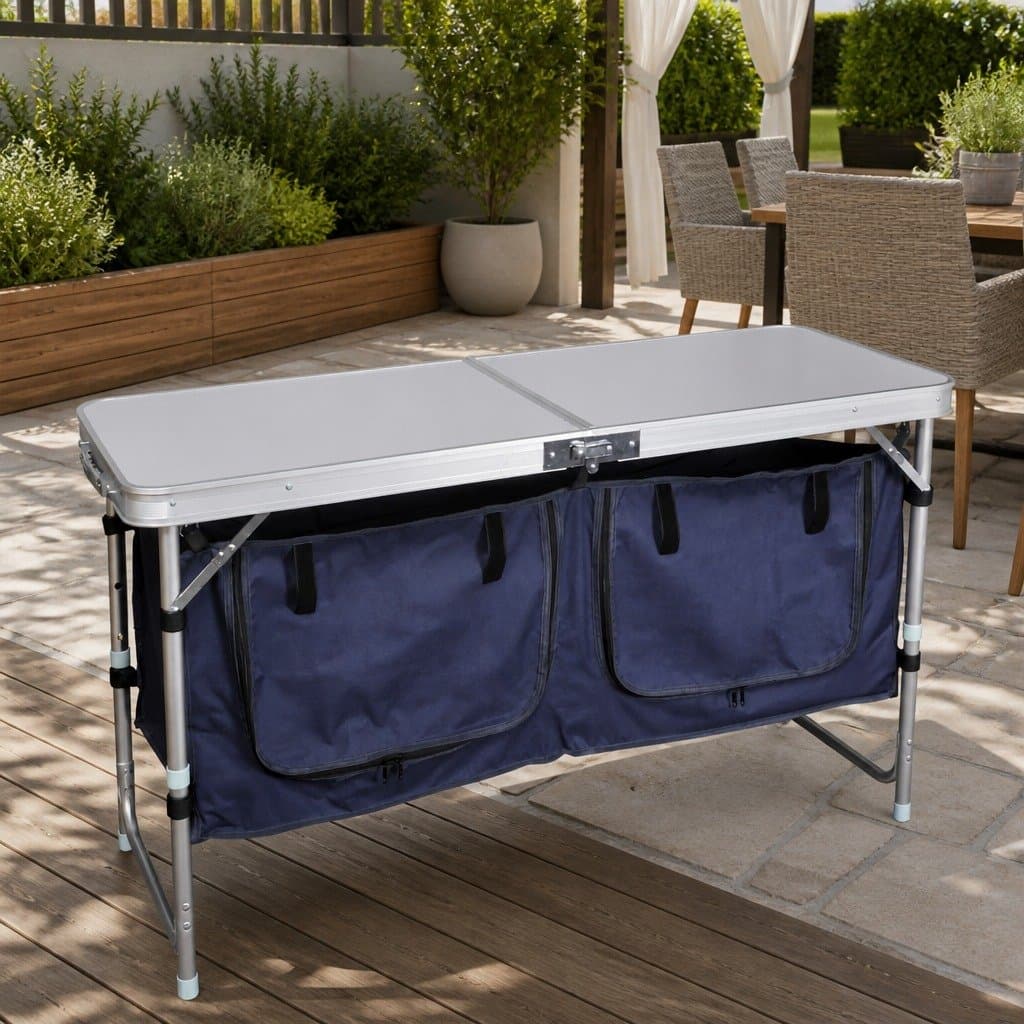 Foldable Camping Cupboard with Spacious Work Surface