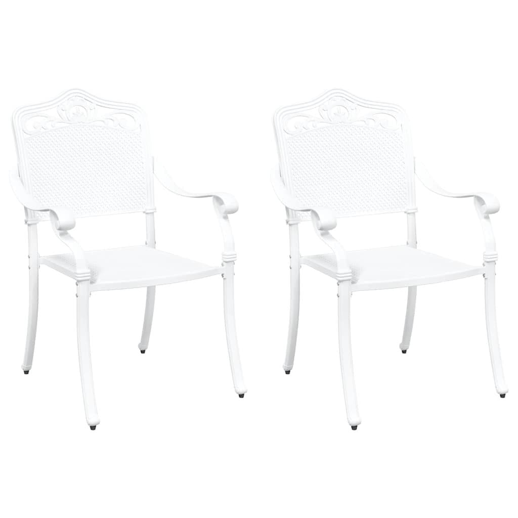 Vintage White Aluminium Outdoor Garden Chair Set of 2