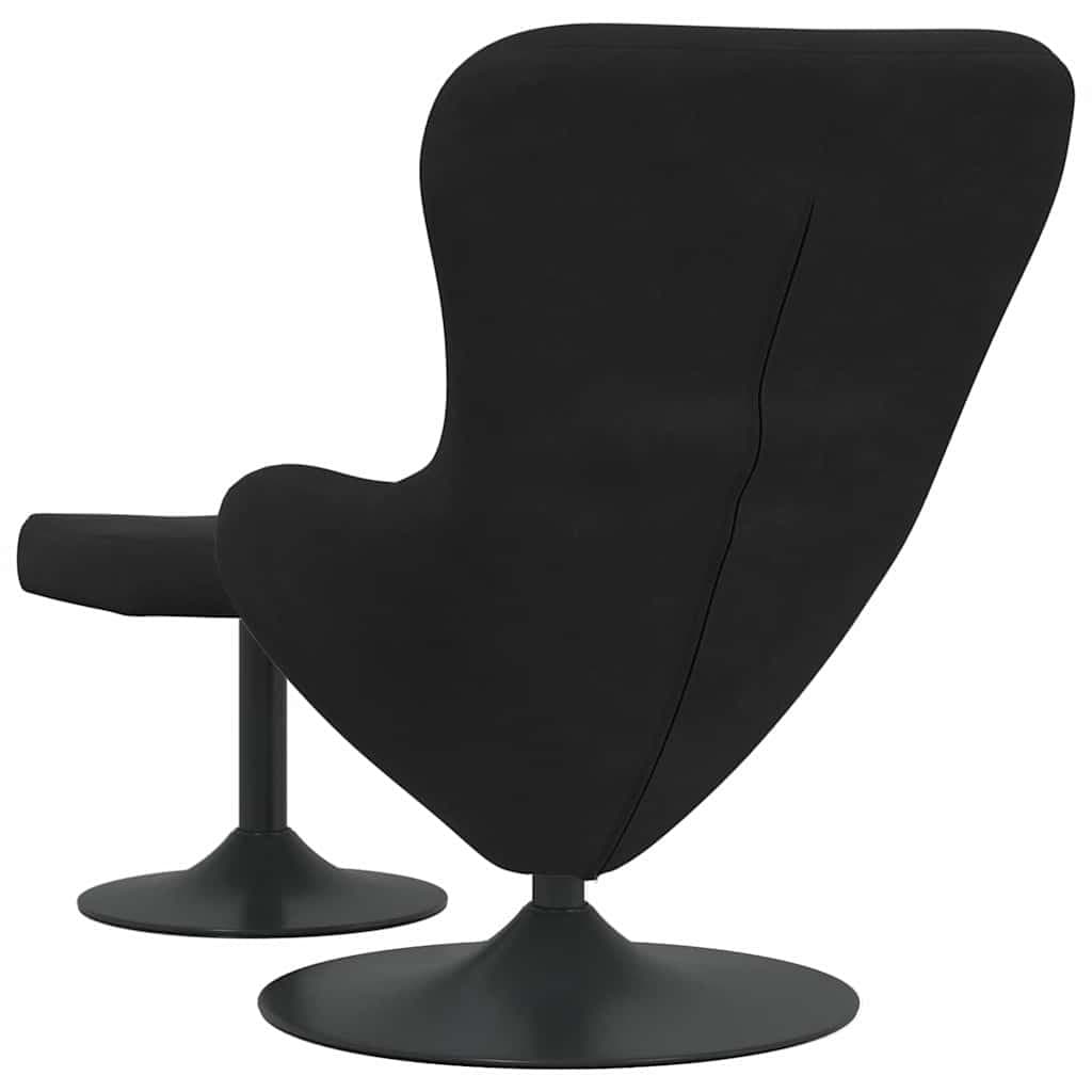 Black Velvet Egg Chair Lounge with Swivel Footstool