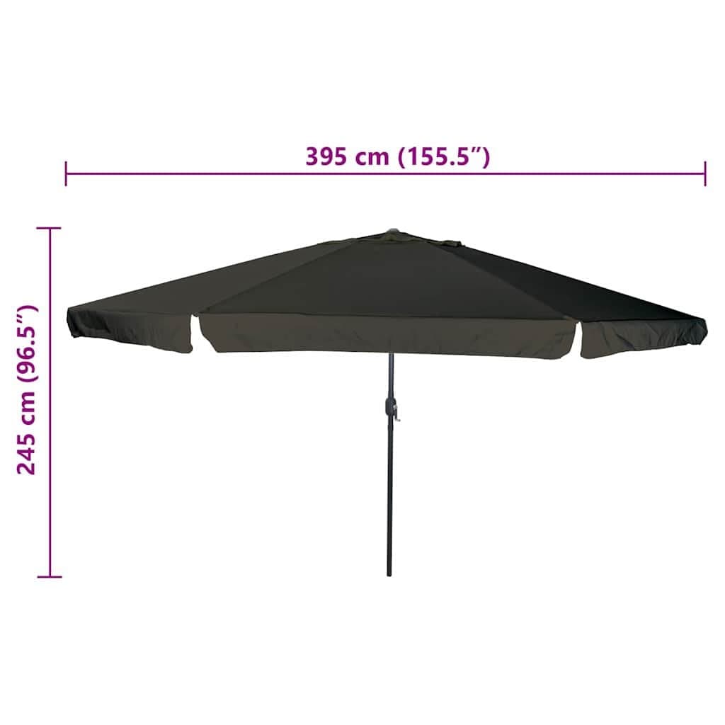 Black Garden Parasol 394x394x248cm with Hand Crank
