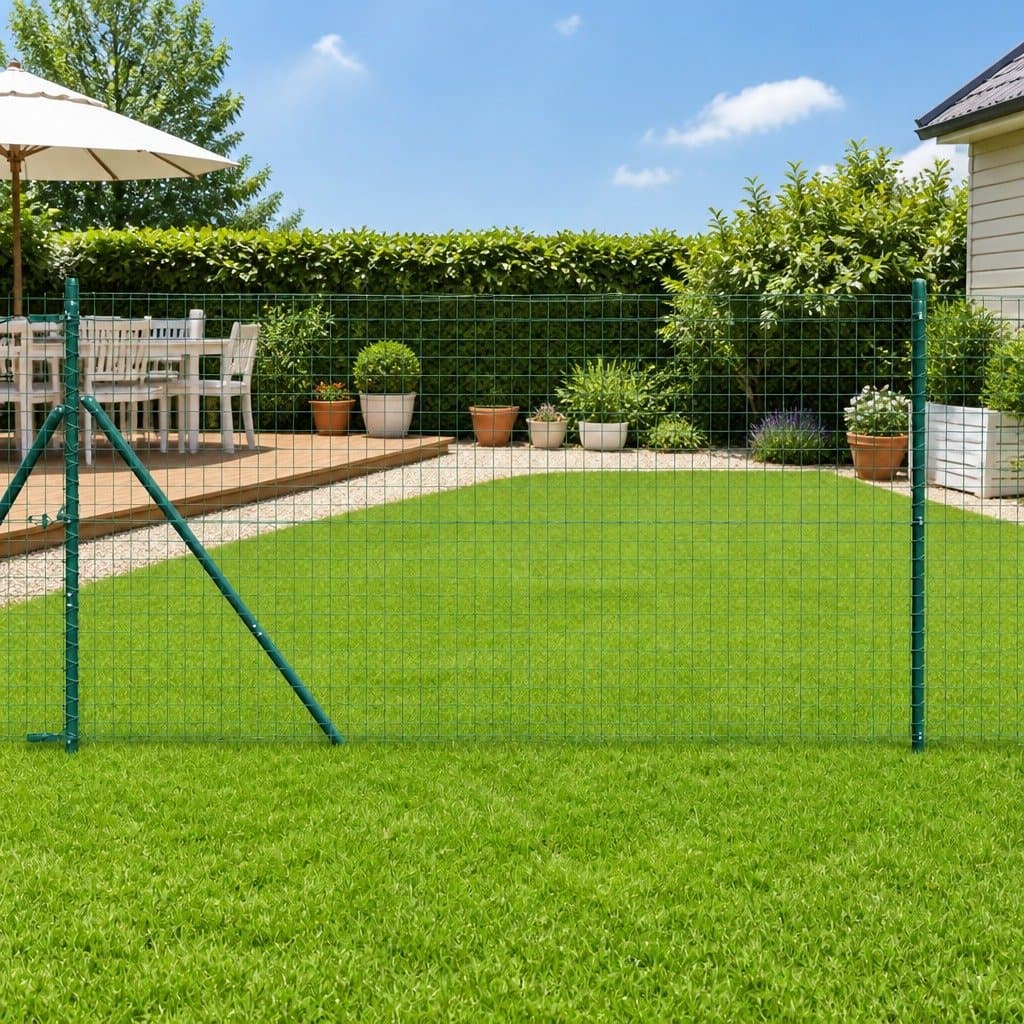 7-Pack Green Powder-Coated Steel Fence Posts for Gardens