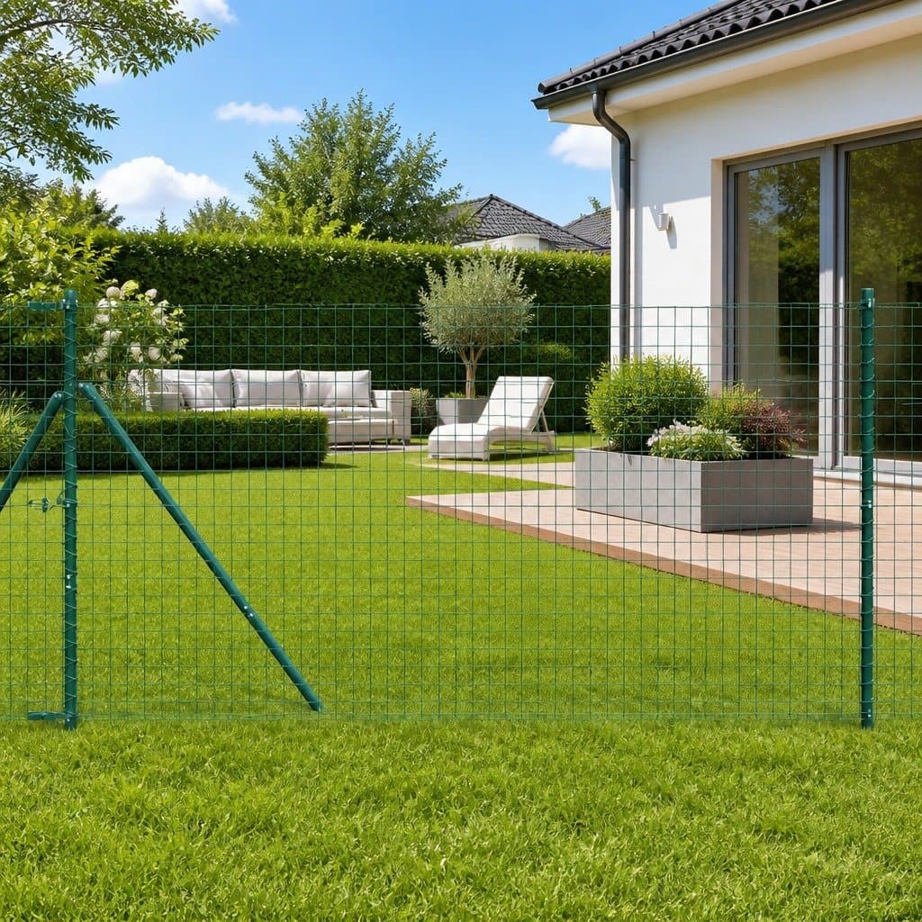 Embedded Fence Post 13 pcs Green Powder-Coated Steel Garden Boundary Marker