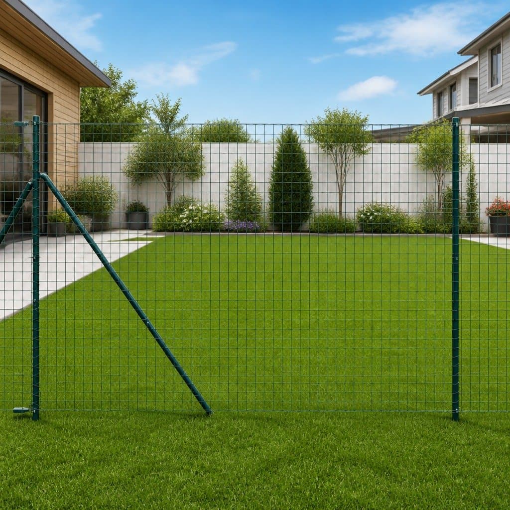 Green Powder-Coated Steel Fence Post Set of 7