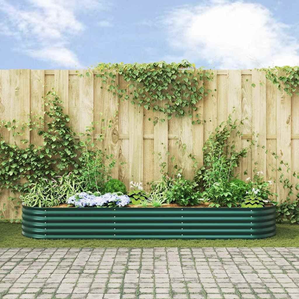 Green Steel Raised Garden Bed 320 x 80 x 44 cm