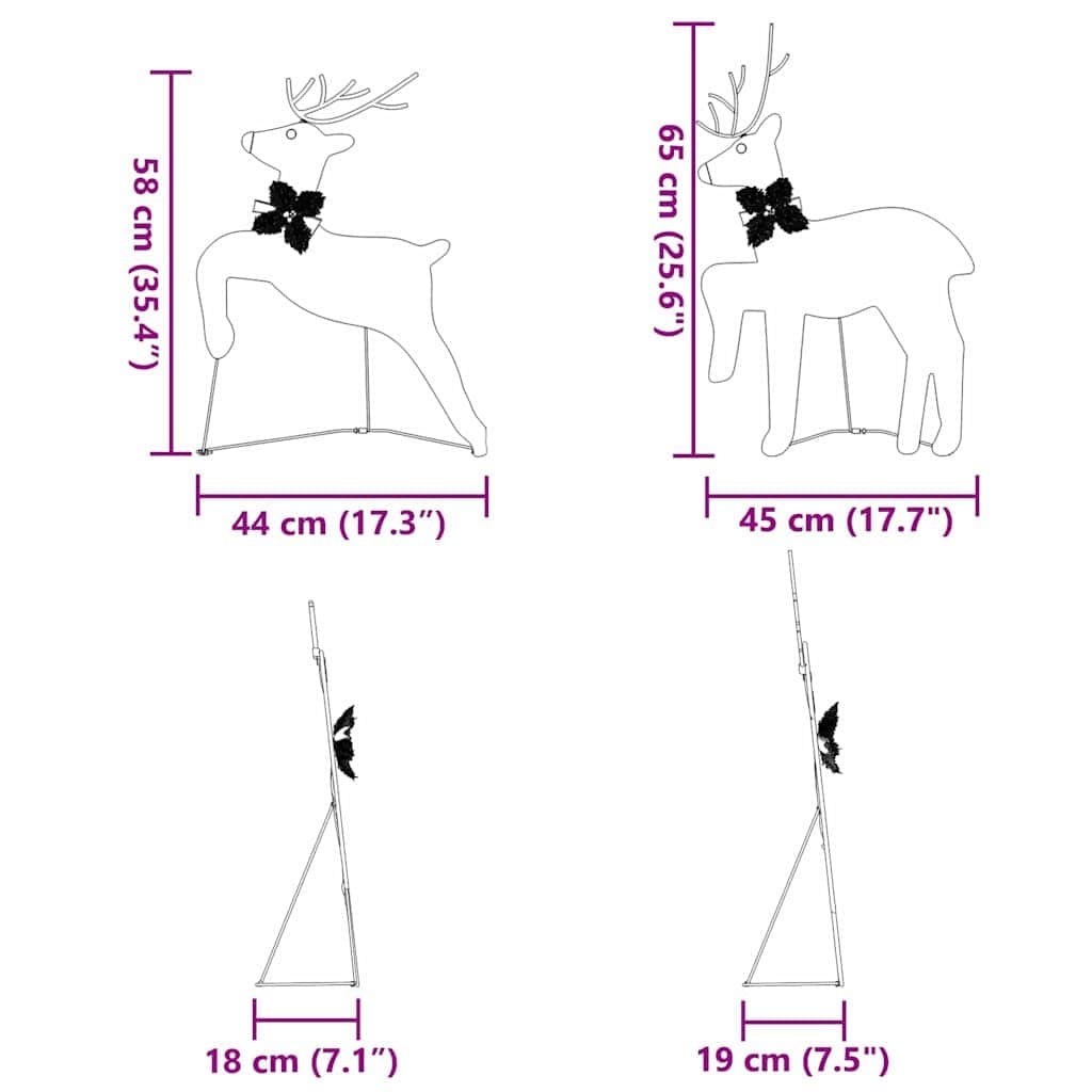 LED Reindeer Christmas Decoration 2 Pieces Cool White Holiday Lights USB Powered