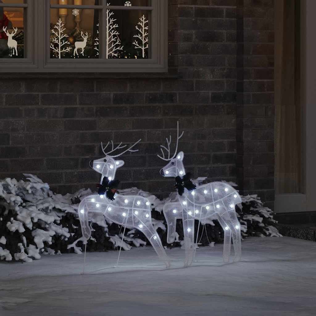 LED Reindeer Christmas Decoration 2 Pieces Cool White Holiday Lights USB Powered