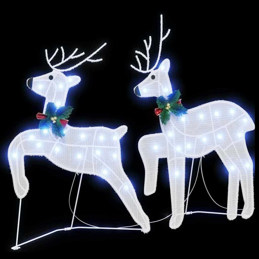 LED Reindeer Christmas Decoration 2 Pieces Cool White Holiday Lights USB Powered