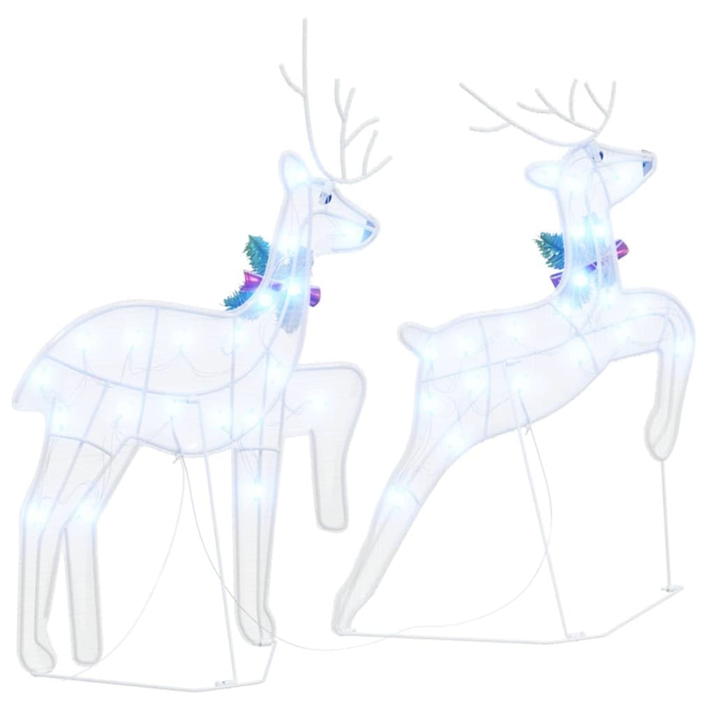 LED Reindeer Christmas Decoration 2 Pieces Cool White Holiday Lights USB Powered