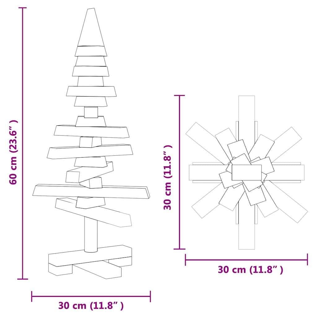 60cm Solid Pine Wooden Christmas Tree with Adjustable Branches