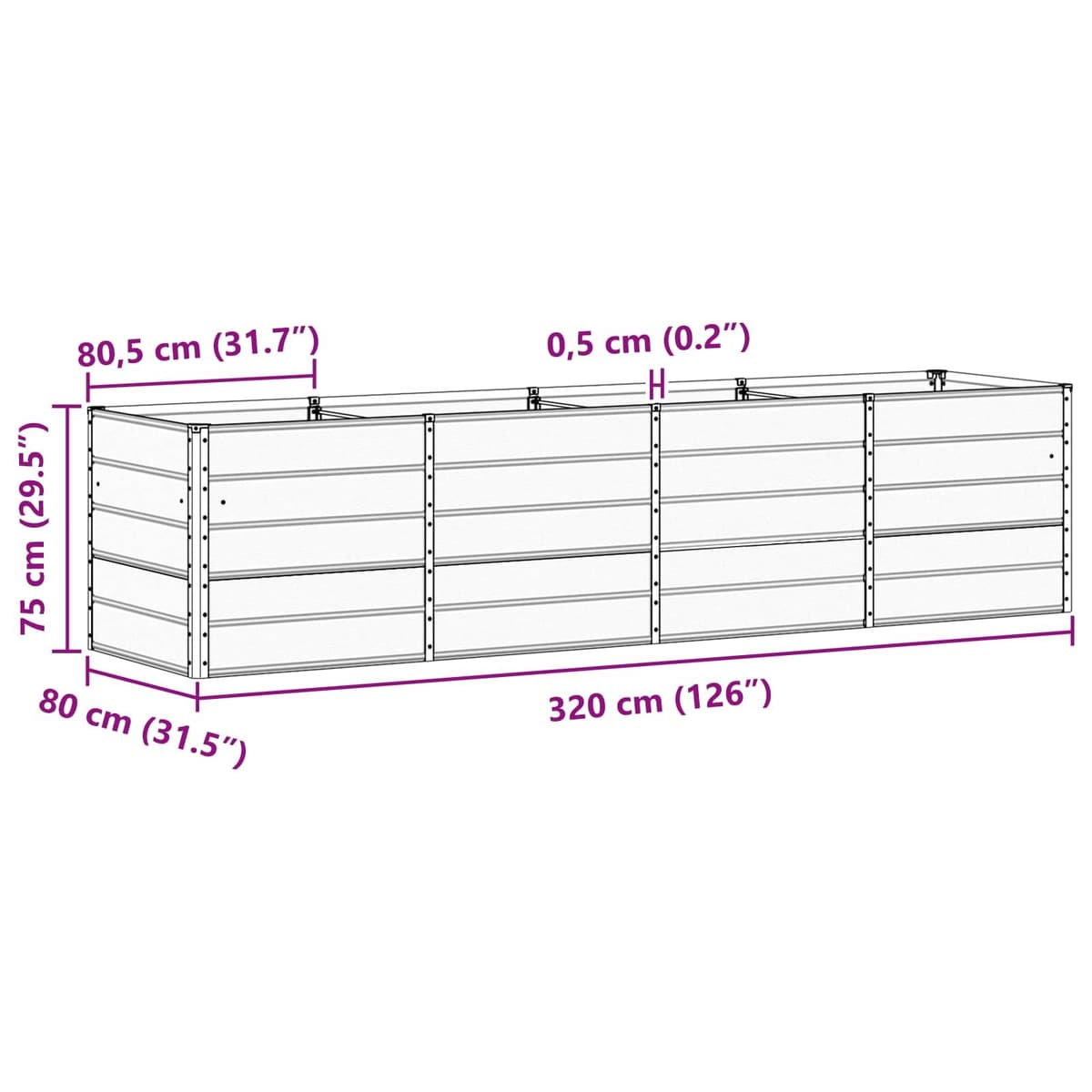 Light Grey Modern Steel Planter for Gardens and Indoors
