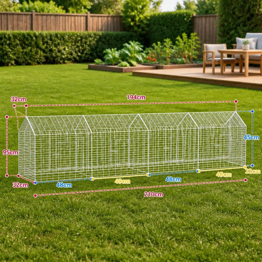 Outdoor Rabbit Cage Silver 400x78x78cm Steel Hutch