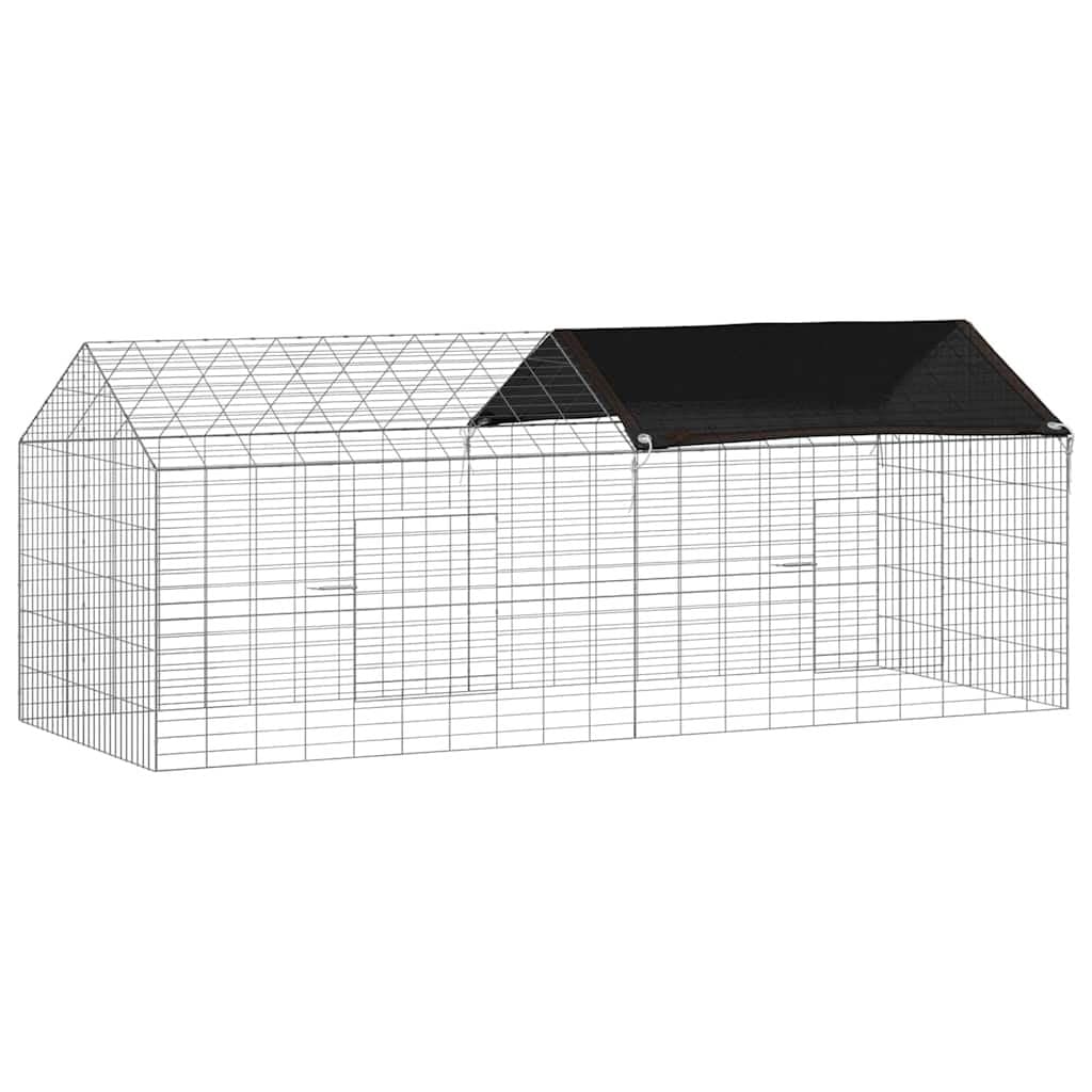 Silver Galvanised Steel Rabbit Cage 200 x 78 x 78 cm