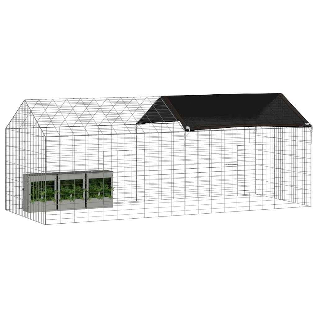 Silver Galvanised Steel Rabbit Cage 200 x 78 x 78 cm