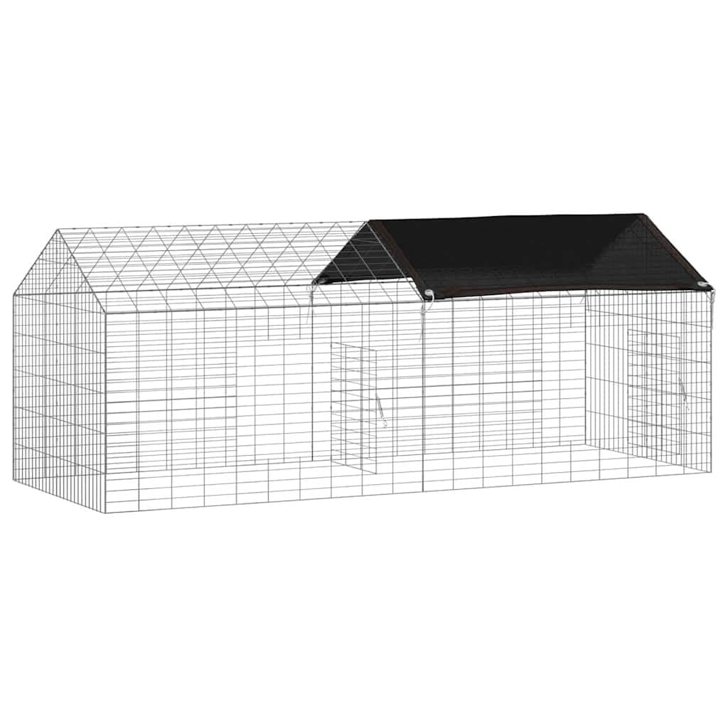 Silver Galvanised Steel Rabbit Cage 200 x 78 x 78 cm