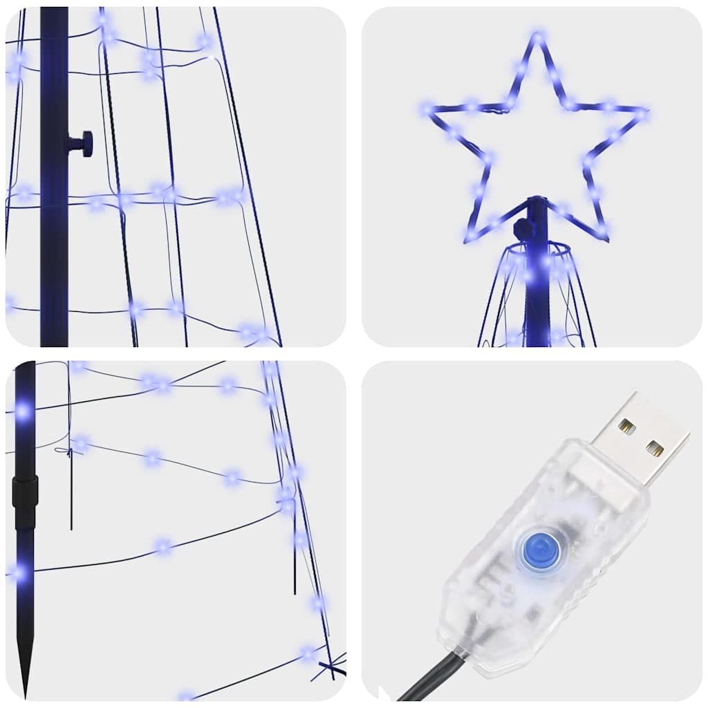 250cm Blue LED Christmas Tree with Ground Spikes
