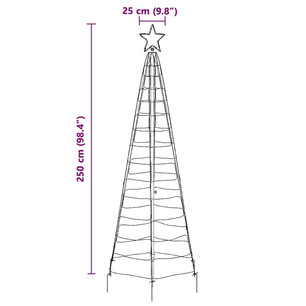 250cm Blue LED Christmas Tree with Ground Spikes