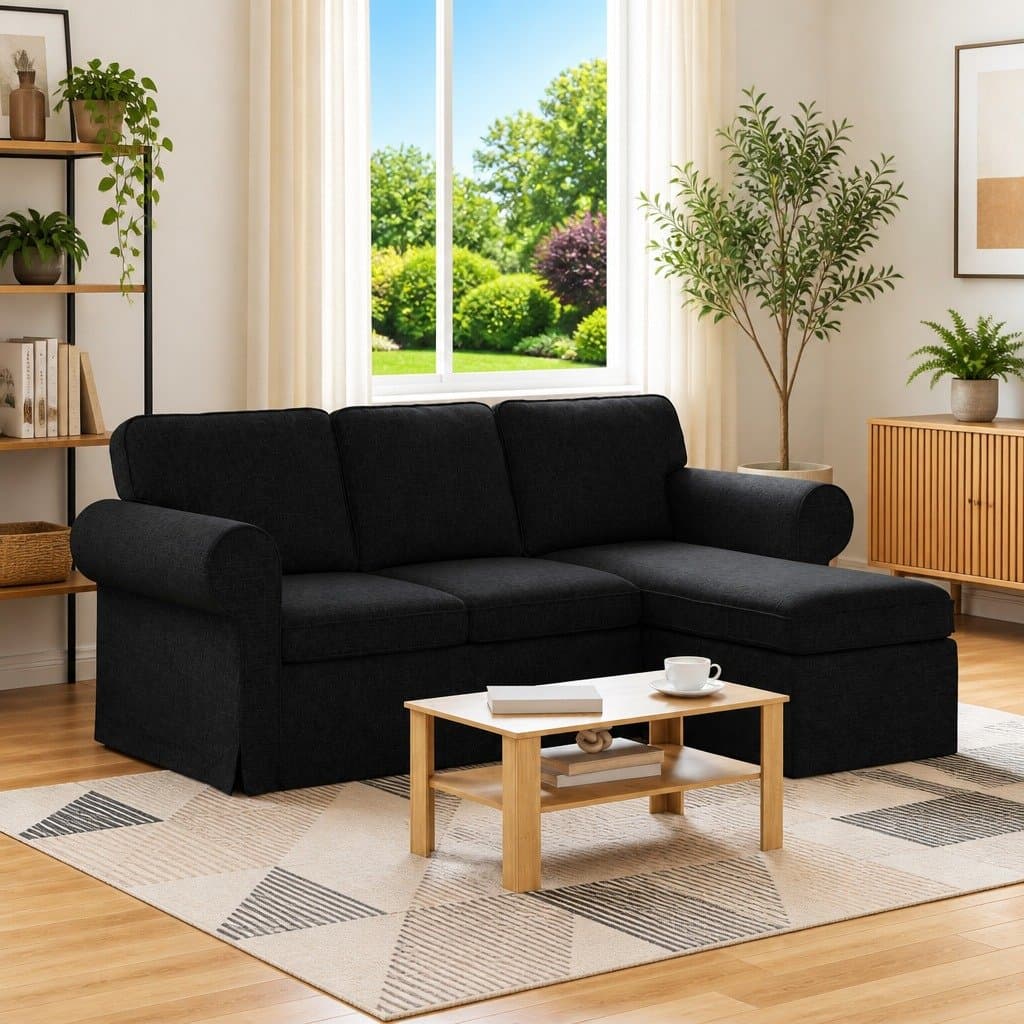 Sofa Black 195x138x80cm for Living Rooms