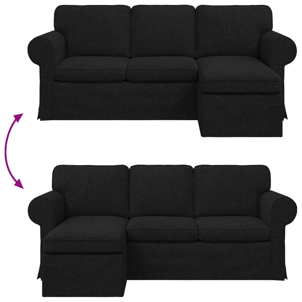 Sofa Black 195x138x80cm for Living Rooms