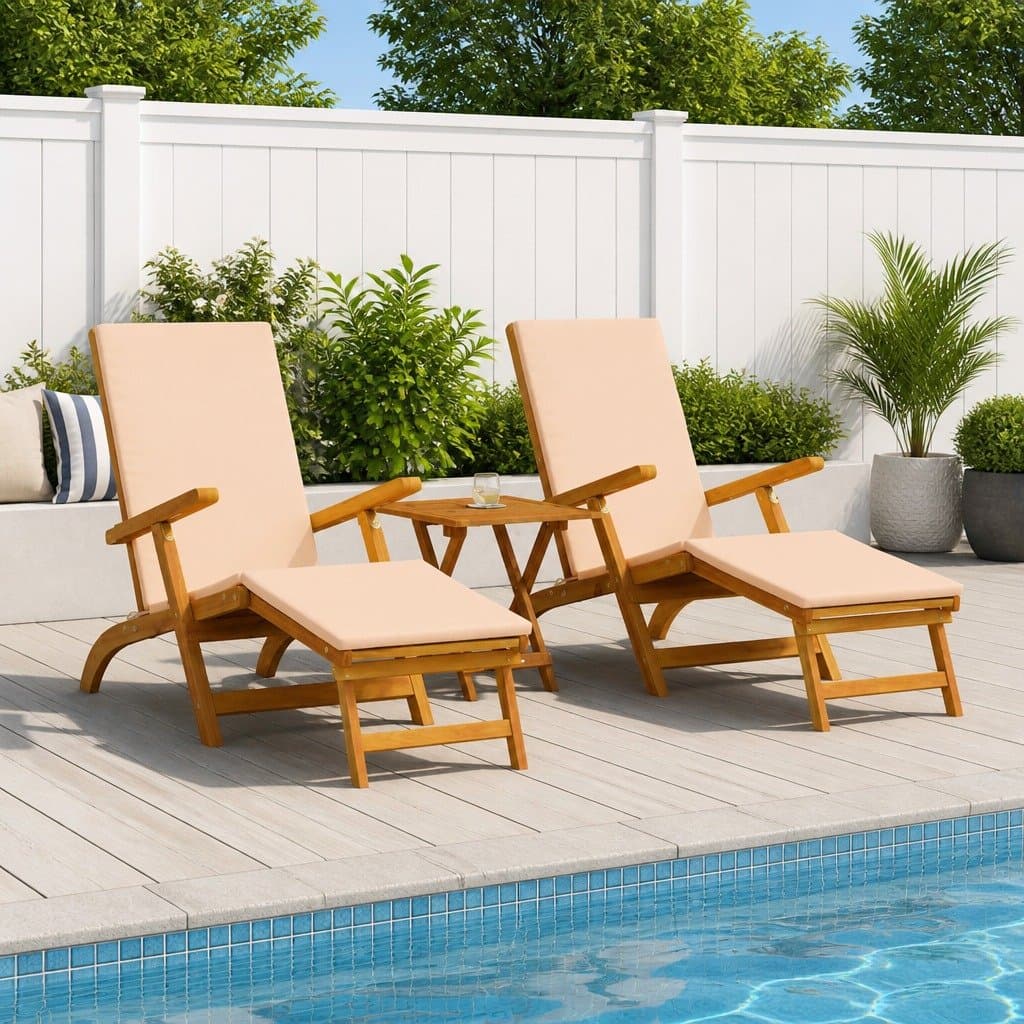 Wooden Sun Lounger Set for Outdoor Relaxation