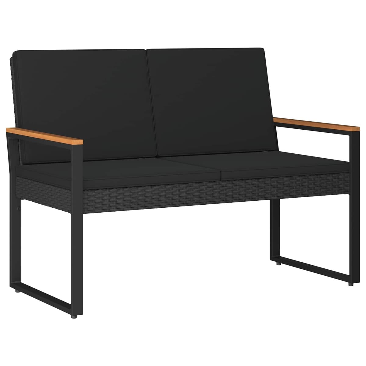 4-Piece Black Poly Rattan Outdoor Furniture Set