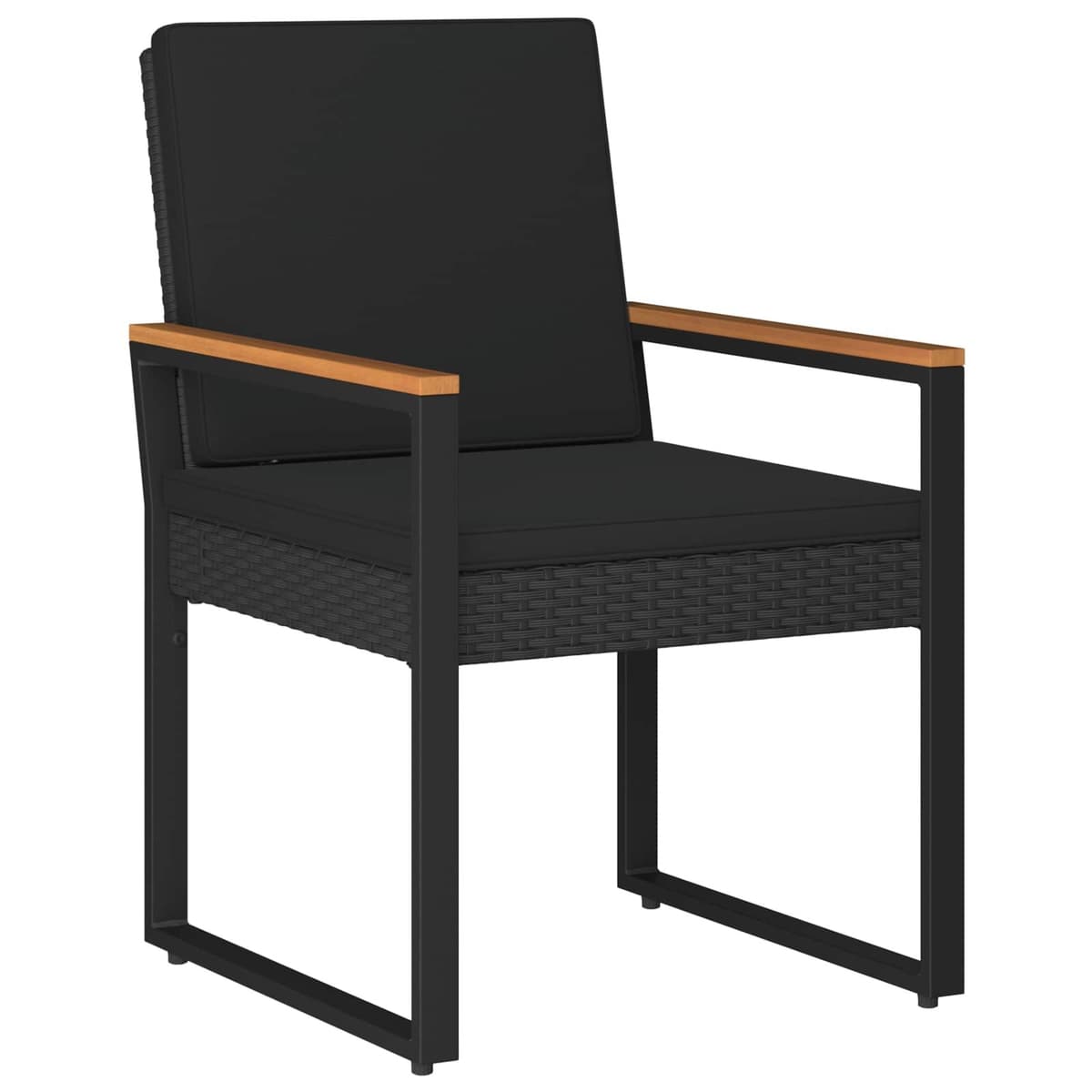 4-Piece Black Poly Rattan Outdoor Furniture Set