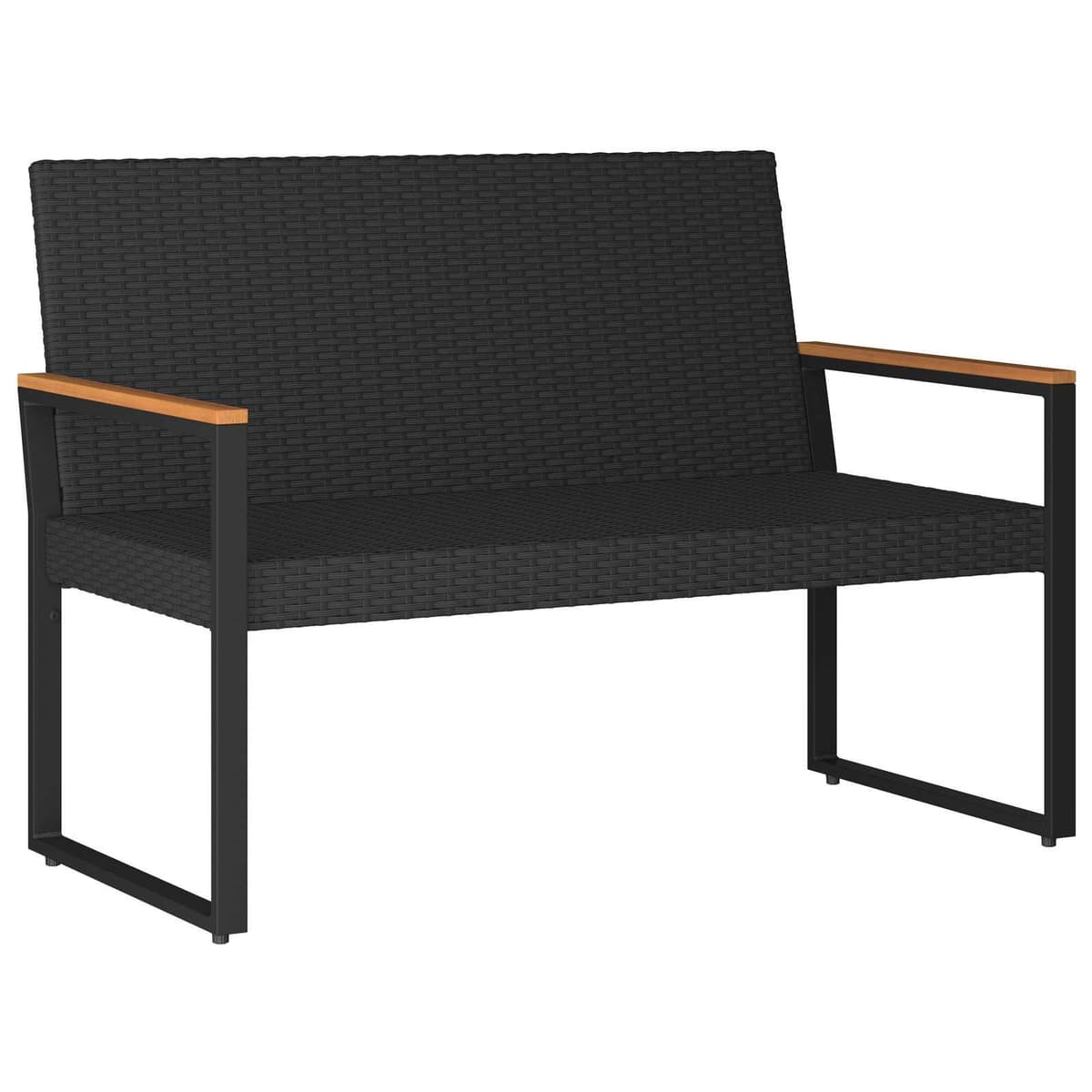 4-Piece Black Poly Rattan Outdoor Furniture Set