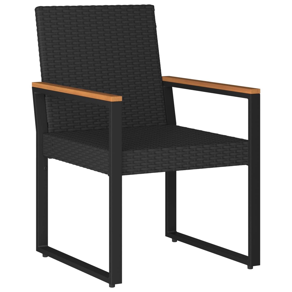 4-Piece Black Poly Rattan Outdoor Furniture Set