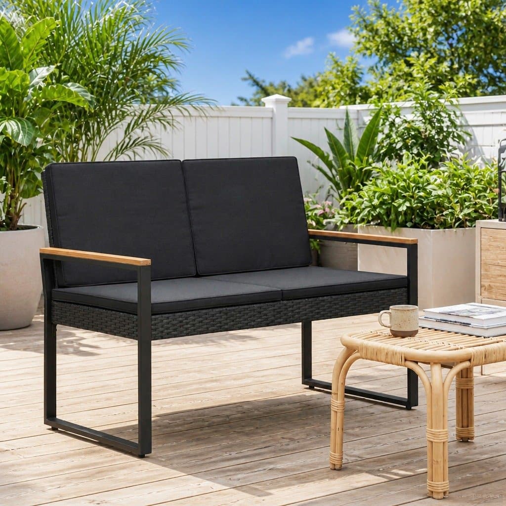Outdoor Bench with Cushions for Garden Relaxation