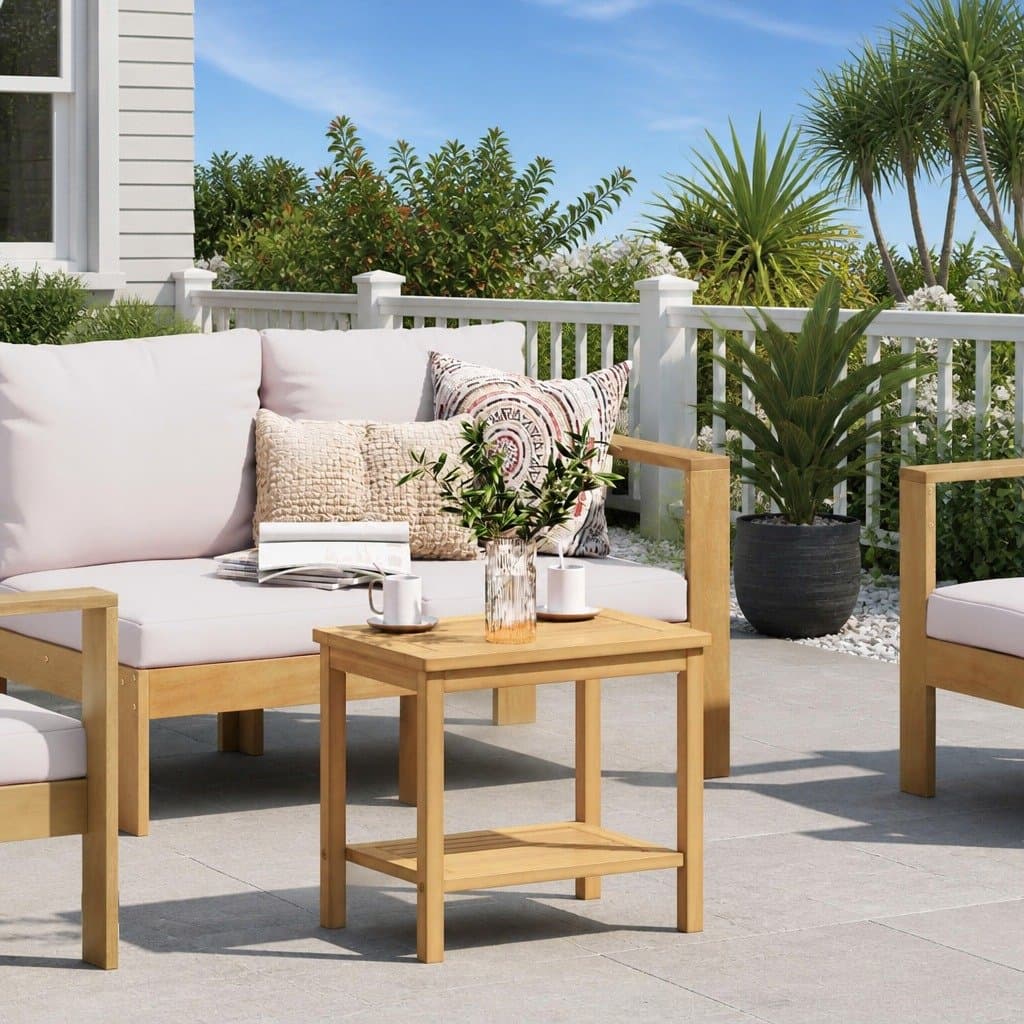 Solid Acacia Wood Side Table for Gardens