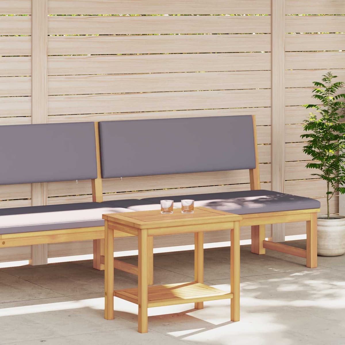 Solid Acacia Wood Side Table for Gardens