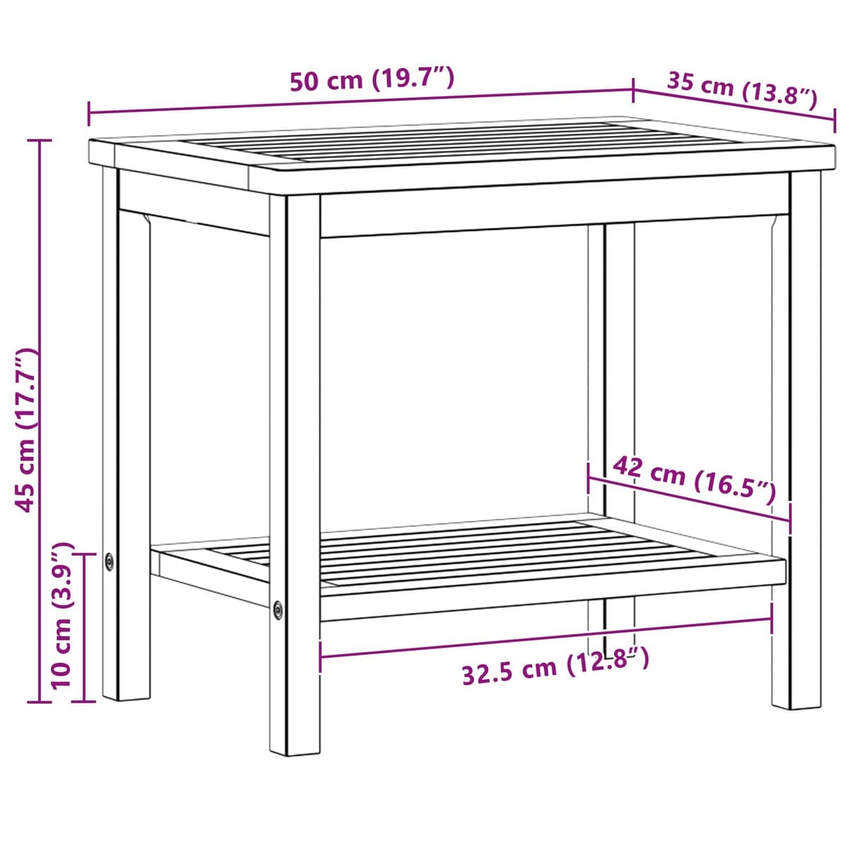 Solid Acacia Wood Side Table for Gardens