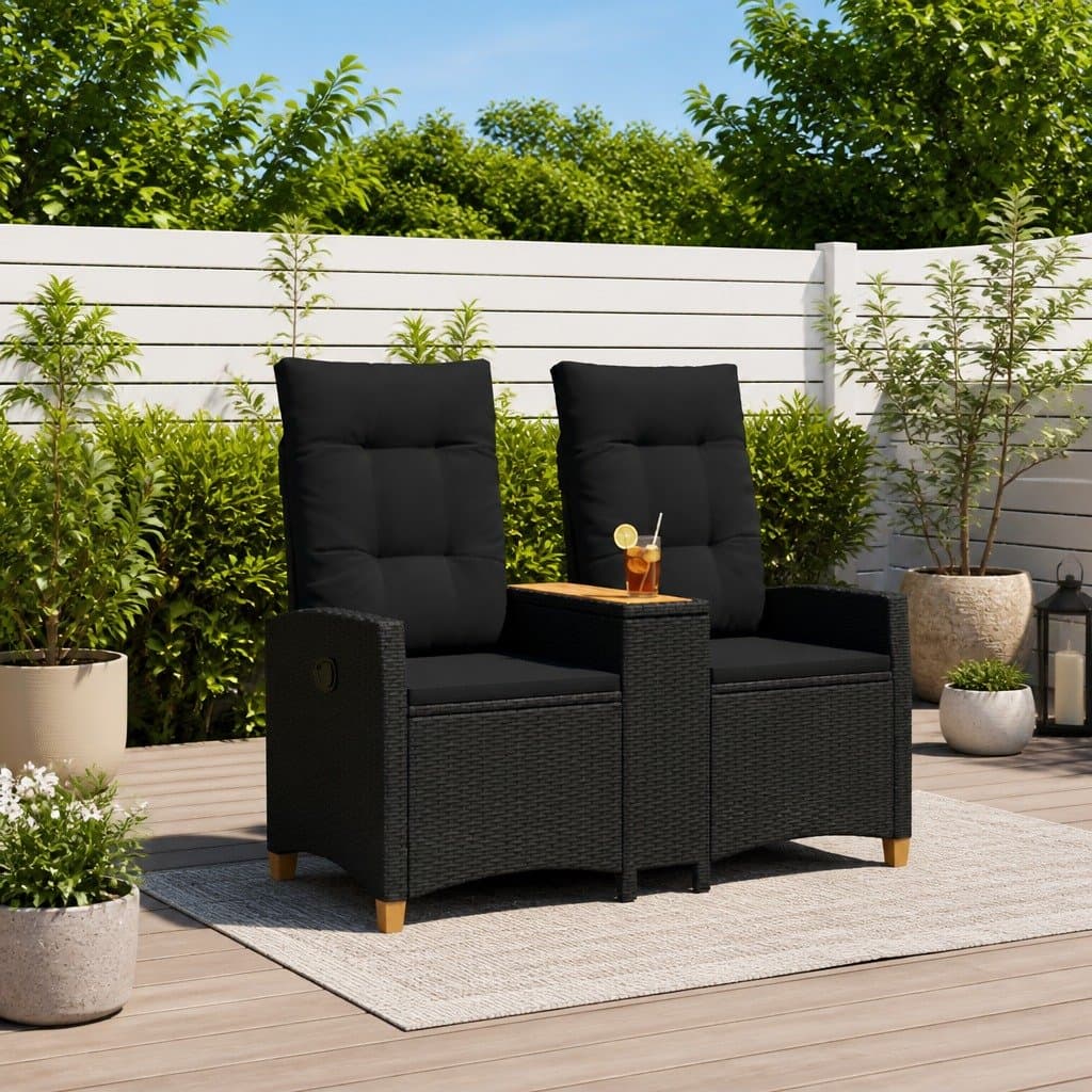 Outdoor Reclining Bench with Integrated Tea Table