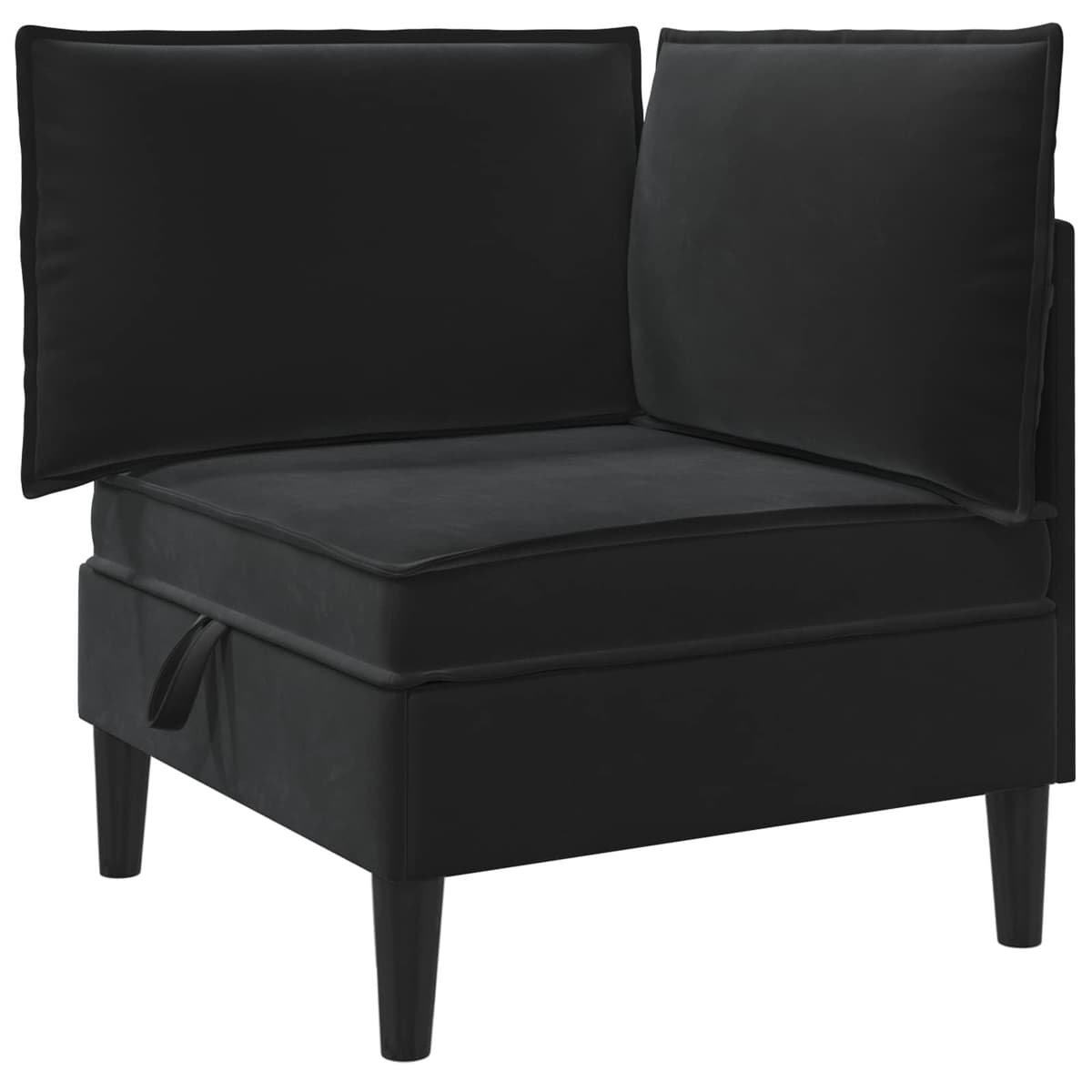 Black Velvet Sofa with Storage Compartment