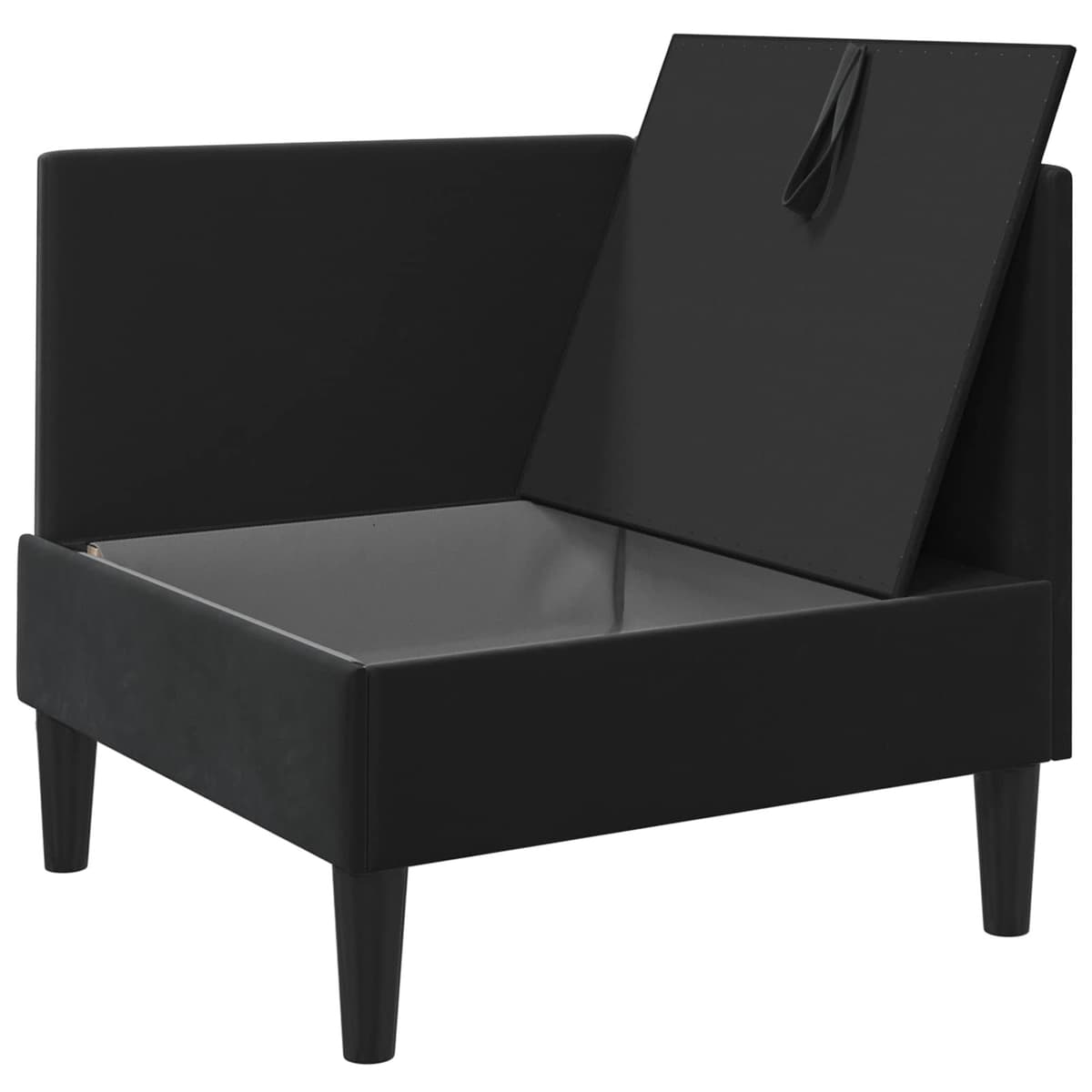 Black Velvet Sofa with Storage Compartment