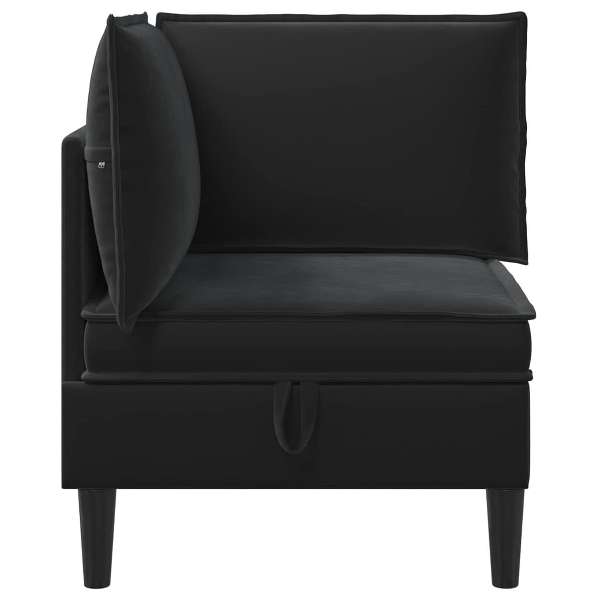 Black Velvet Sofa with Storage Compartment